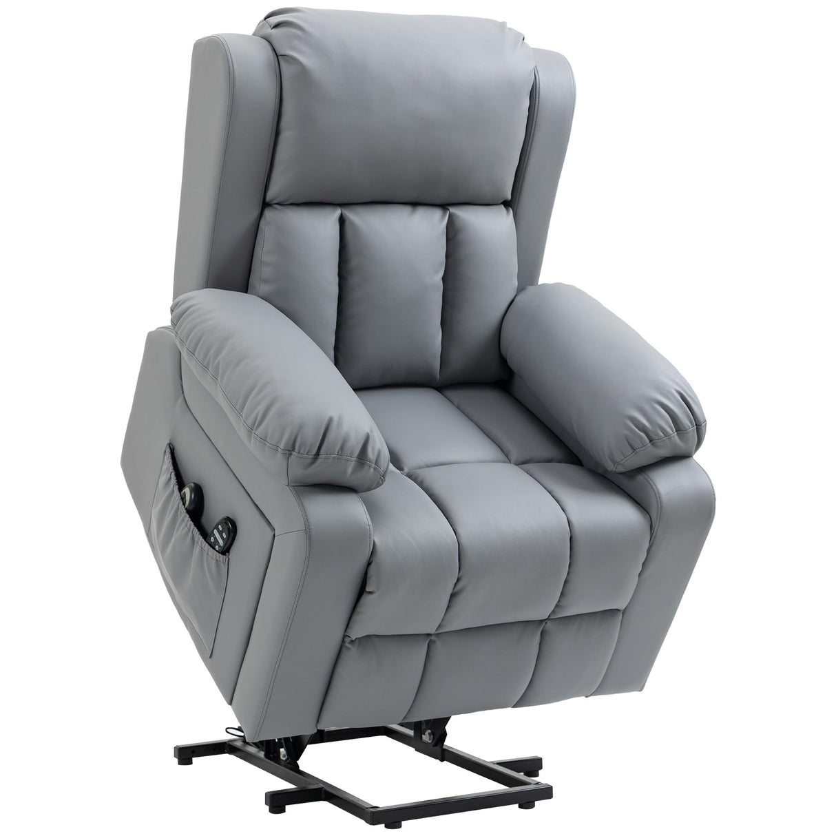 Electric Power Lift Recliner Chair, PU Leather Reclining Chair with Vibration Massage,