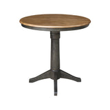 IC International Concepts 36" Round Top Pedestal 12" Leaf-36.1" H-Counter Height Dining table, Hickory/Washed coal