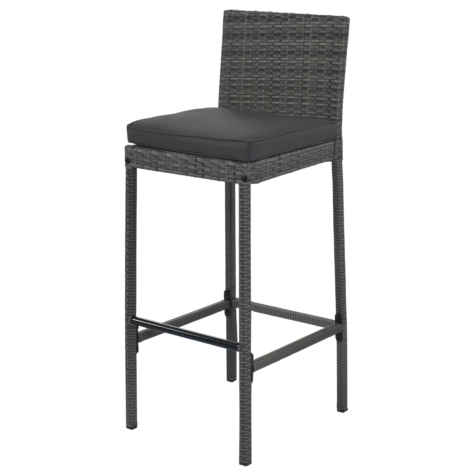 VnndeNest 5-Pieces Patio Furniture Set, Outdoor Wicker Bar Set with 4 Stools and Table, Space Saving Wicker Patio Bars Set Outdoor Furniture Bistro Set for Backyards, Porches, Gardens, Poolside, Grey