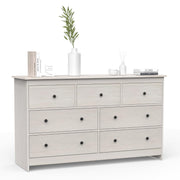Dresser for Bedroom, 55" Long Dresser, Beige Dresser with Deep Drawer and Metal Hand