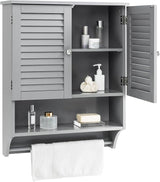 Bathroom Medicine Cabinet, Storage Cabinet with Double Louvered Doors