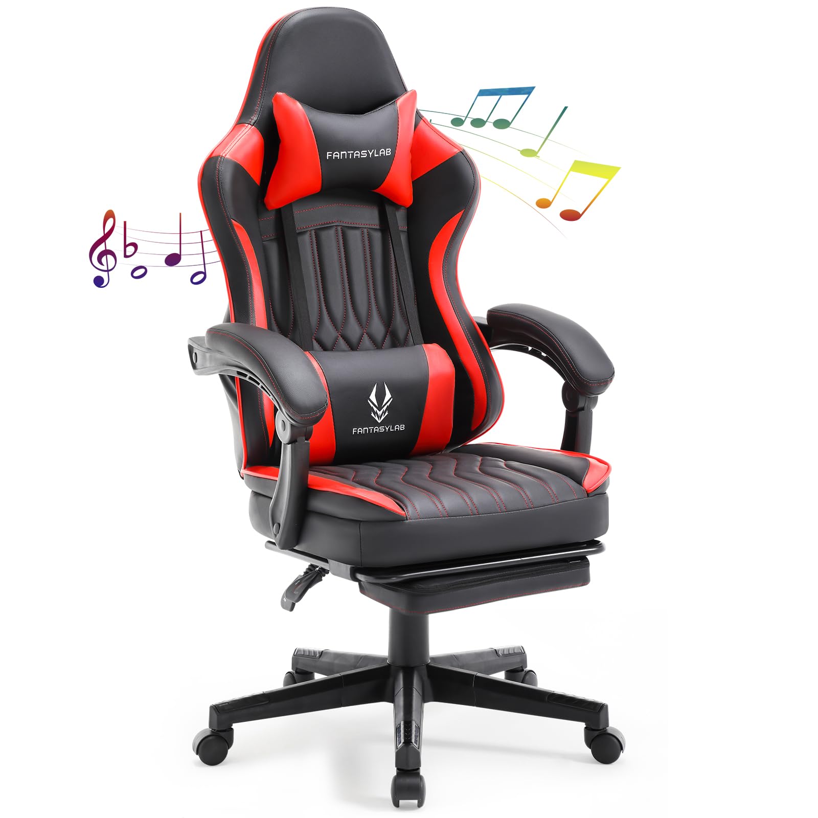 Gaming Chair with Speakers, High Back Computer Chair with Footrest