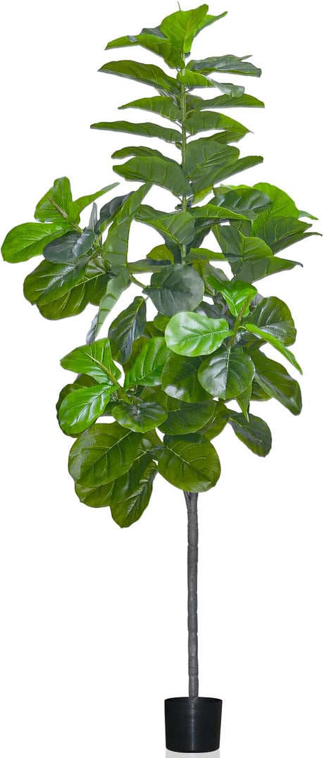 Artificial Fiddle Leaf Fig Tree 4ft Set of 2 - Faux Ficus Plants Indoor Home Decor in Pot