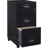 Lorell 17427 3-Drawer Mobile File Cabinet, 18", 21.80" L x 18.00" W x 33.10" H, Black