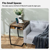 C Table End Table with Charging Station, TV Tray Table, Couch Tables That Slide Under