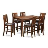 East West Furniture Dudley 7 Piece Counter Height Set Consist of a Rectangle Wooden Table and 6 Faux Leather Kitchen Dining Chairs, 36x60 Inch, Mahogany