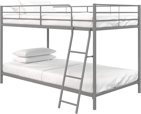 Junior Twin over Twin Bunk Bed, Space-Saving Design, Metal Frame