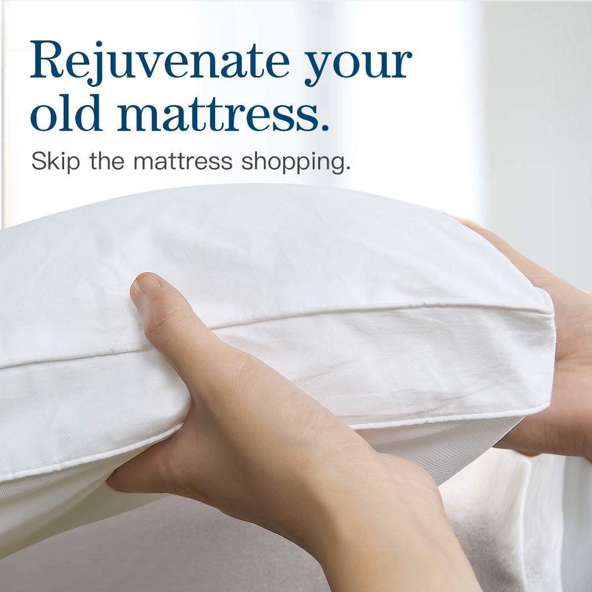 Twin XL Mattress Topper, Extra Thick Pillowtop, Cooling Mattress Topper, Plush Mattress Pad Cover 400TC Cotton Top Protector with 8-21 Inch Deep Pocket 3D Snow Down Alternative Fill