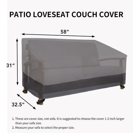 Waterproof Outdoor Sofa Cover, Heavy Duty 2 Seater Outdoor Loveseat Cover,