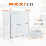 with 2 Drawers, Bedside Table Small Dresser with Removable Fabric Bins