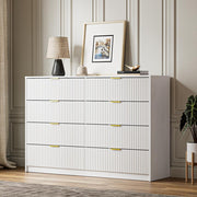 White Dresser for Bedroom, 8 Drawer Double Dresser