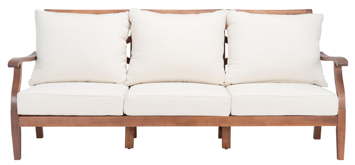 Couture Home Collection Payden Natural Wood/Beige Cushion 3-Seat Outdoor Patio
