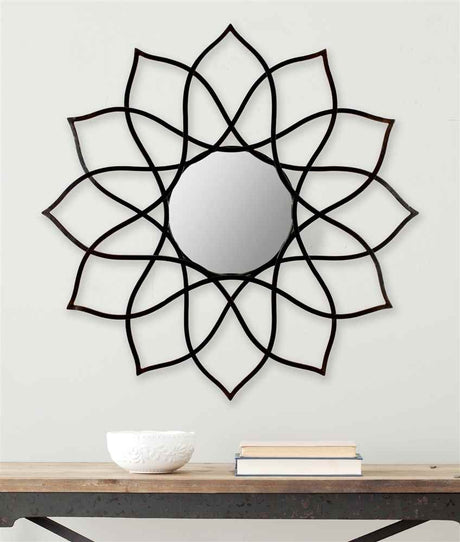 Home Collection Flower Power Mirror, Coffee Bronze