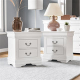 HILL Transitional Wood 2-Drawer Nightstand in White (Set of 2)