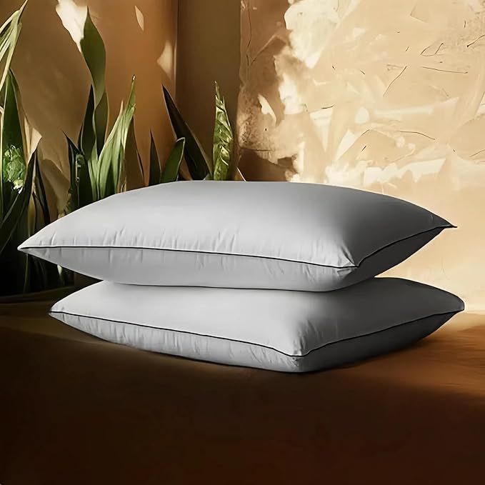 Down Pillow,Premium Goose Down Pillows Queen Size Set of 2 for Neck Pain Relief