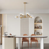 BOKT Modern 8-Lights Clear Globe Gold Chandelier Mid Century Brushed Brass Sputnik