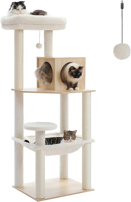 56.3'' Tall Cat Tree for Indoor Cats Multi-Level Cat Tower