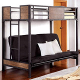 Wooden and Metal Twin Bunk Bed with Rail Guard, Black and Brown,