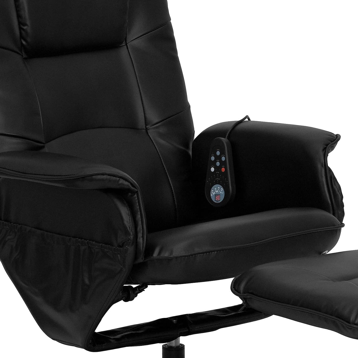 Cason Massaging Adjustable Recliner with Deep Side Pockets and Ottoman with Wrapped