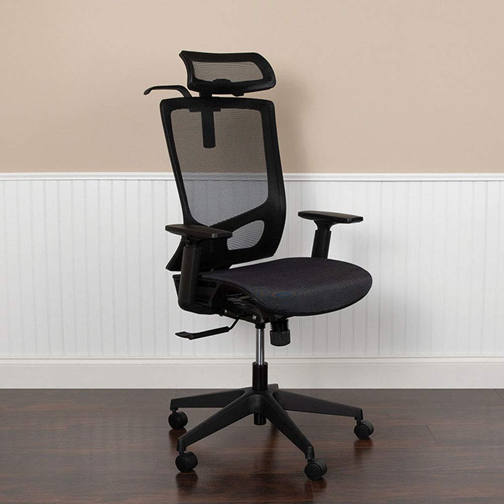 Ergonomic Mesh Office Chair with Synchro-Tilt, Pivot Adjustable Headrest, Lumbar