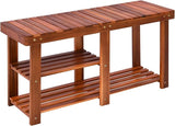 3-Tier Shoe Rack Bench, Acacia Wood Shoe Organizer, Rustic Entryway Bench