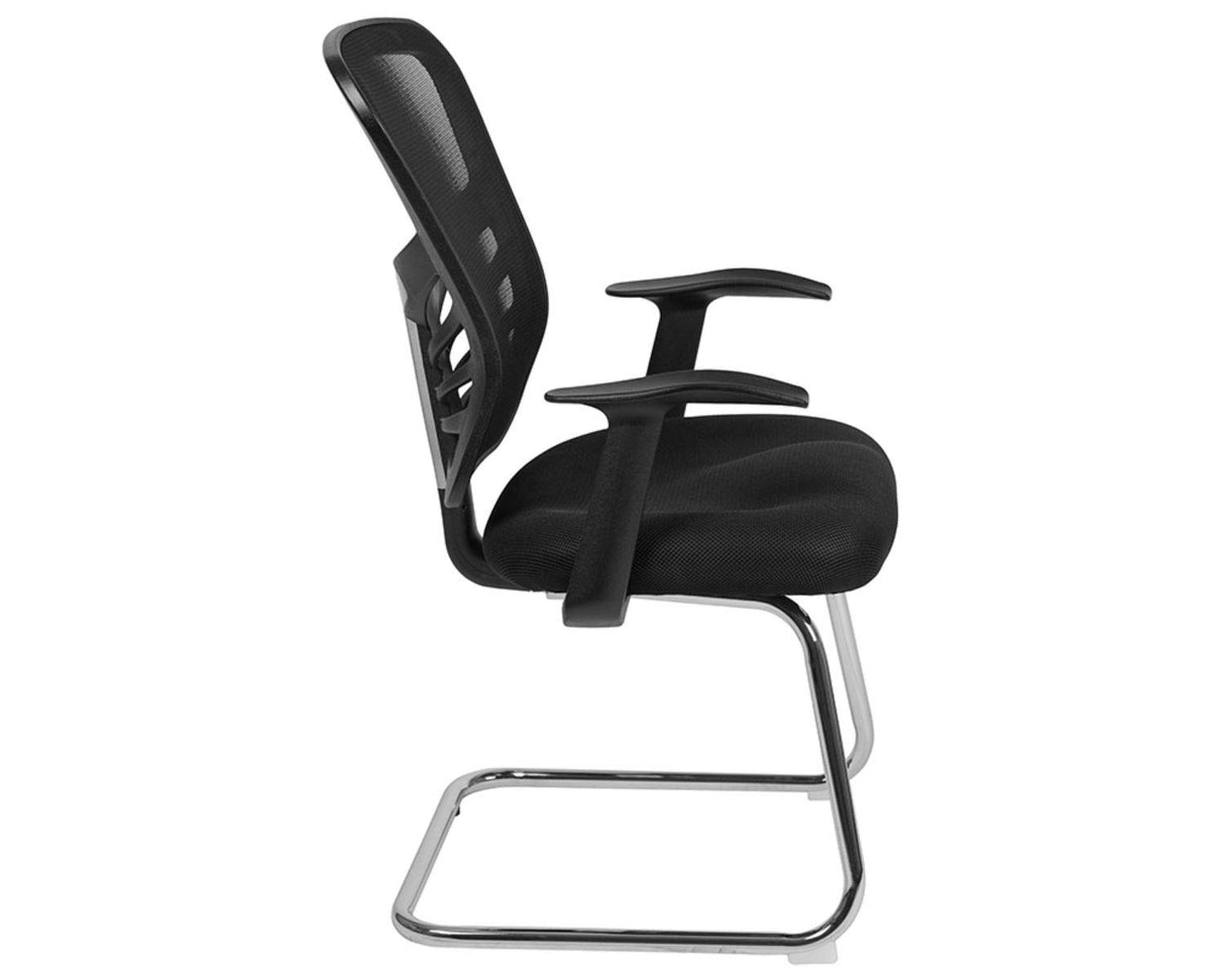 Steve Black Mesh Side Reception Chair with Chrome Sled Base