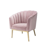 Colla Velvet Upholstery Accent Chair in Blush Pink and Gold