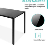 Kitchen Dining Table Set for 4,Modern Tempered Glass Rectangular Dining Table