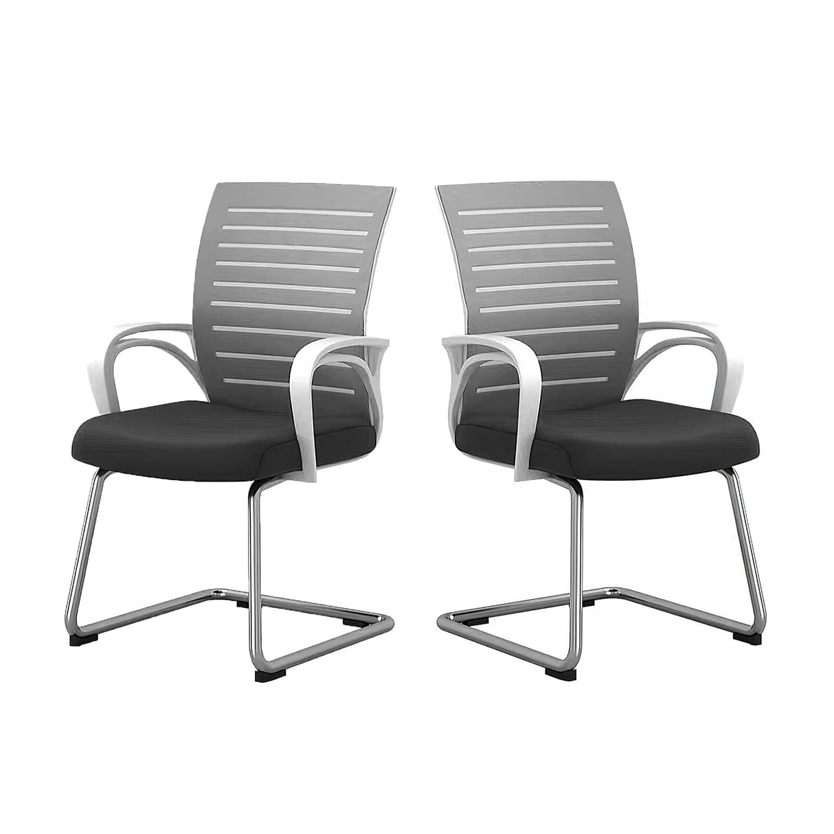 Office Desk Chairs Set of 2, Mid Back Ergonomic Mesh Chair, Sled-Base Task Chai