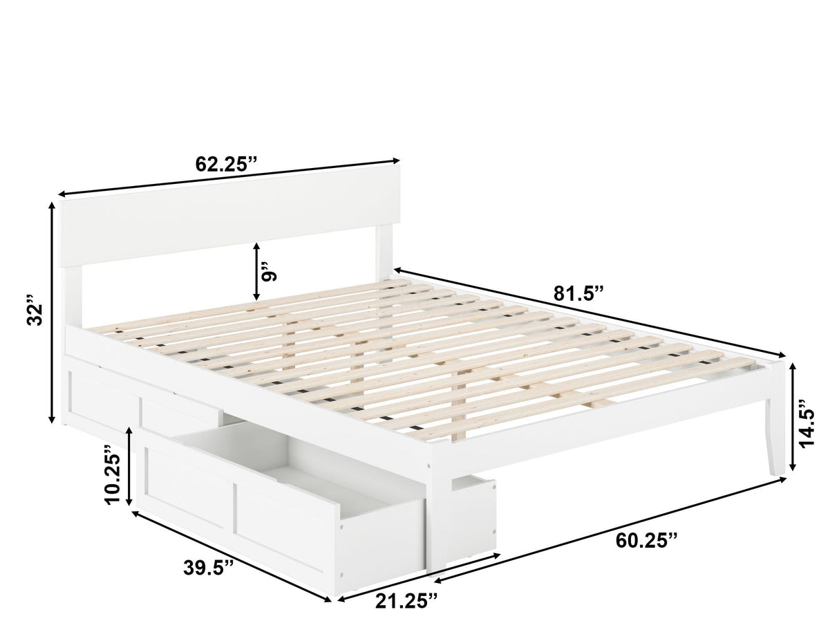 with Underbed Drawers, White