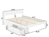 with Underbed Drawers, White