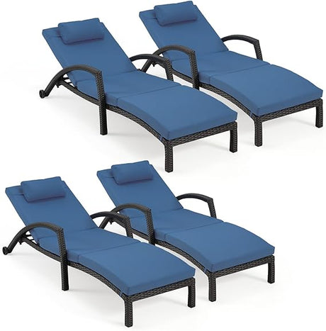 Chaise Lounge Chairs Set of 2 for Outside, Adjustable 5 Position Outdoor