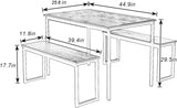 Dining Table Set with 2-Benches, 3-Pices Dinning Set for Dining Room, 45’’ Lunch Table