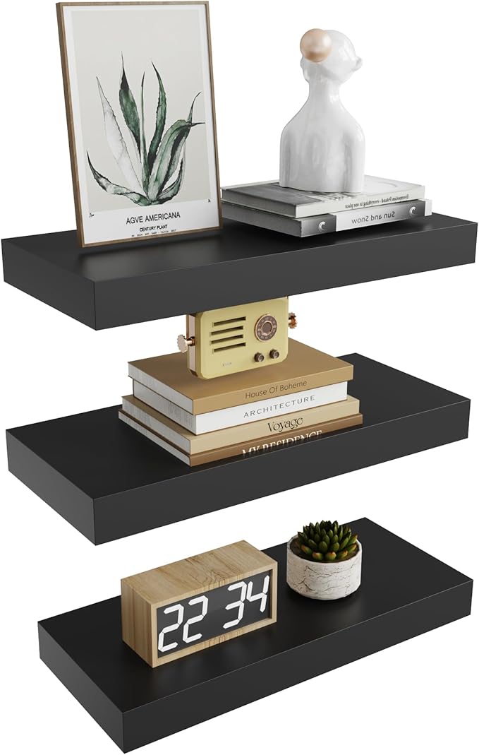 Floating Shelves, Wall Shelves Set of 3 for Bathroom, Bedroom
