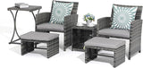 6 Piece Patio Furniture Conversation Set with Ottoman