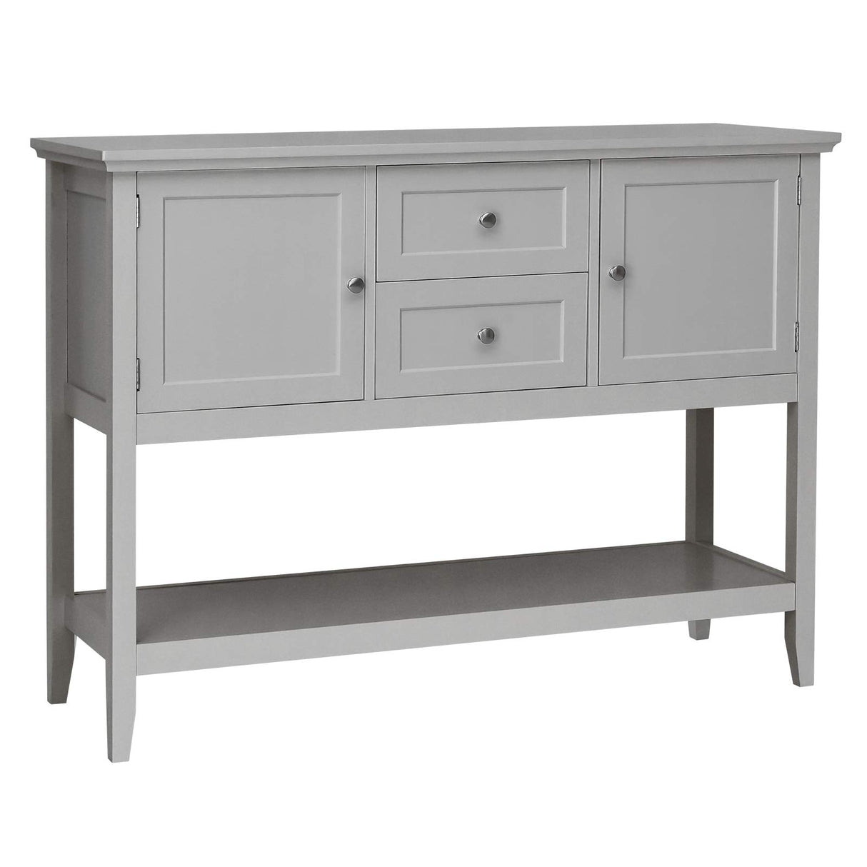 Buffet Sideboard, Wood Storage Cabinet, Console Table with Storage Shelf, 2 Drawers and Cabinets, Living Room Kitchen Dining Room Furniture, Wood Buffet Server (Grey)