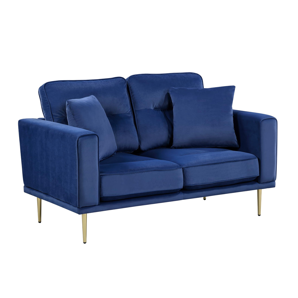 Velvet Sofa Love Seat, Modern Couches, Metal Seat Base Metal Legs with Gold-Tone Finish