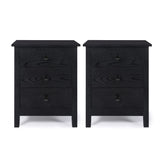 Bedroom Nightstands - Set of 2 Wooden Night Stands with 3 Drawers