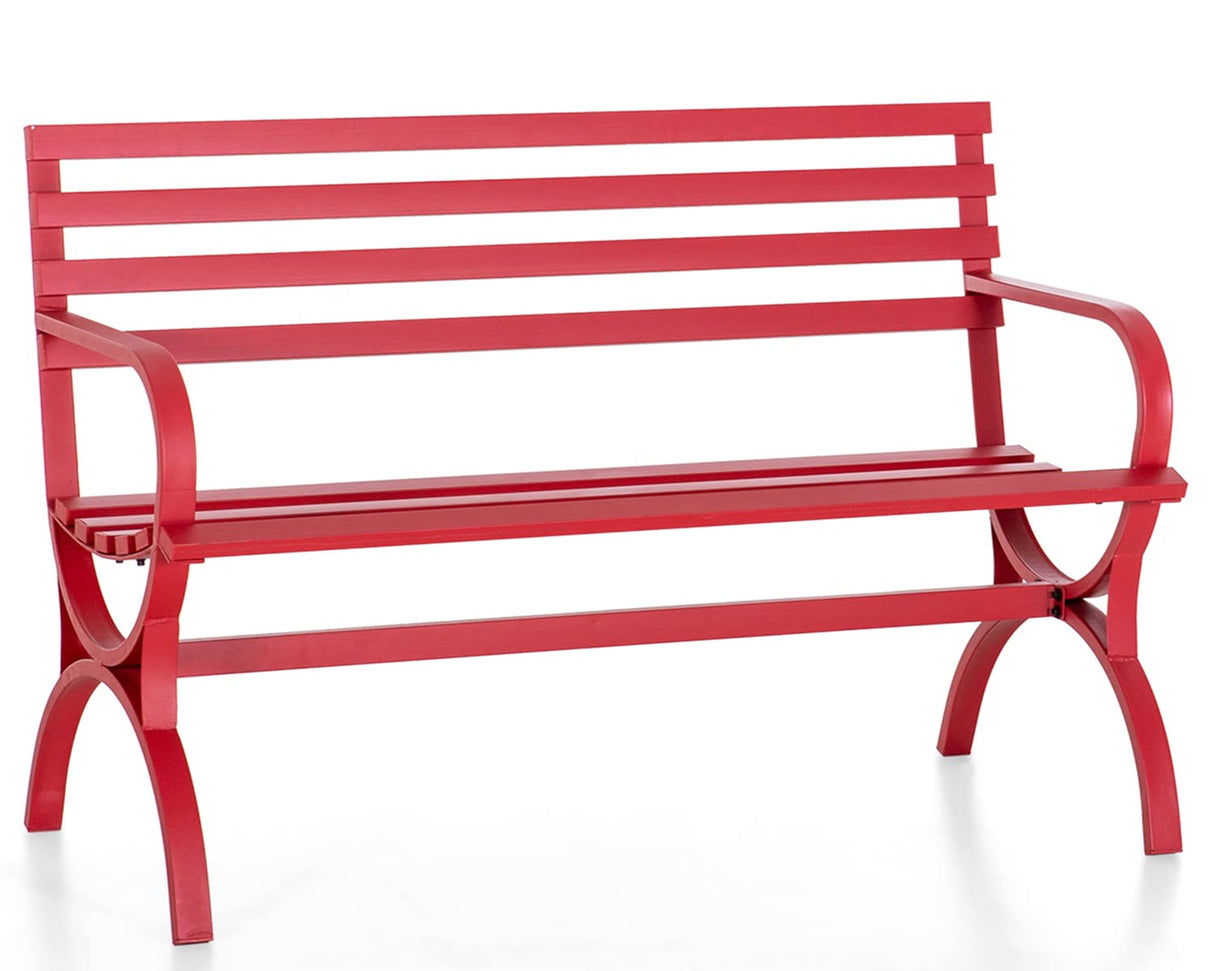 Outdoor Garden Patio Bench,Iron Metal Steel Frame Park Bench