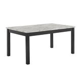 Celeste Dining Table for 6 with Heat Resistant Faux Marble, 64-Inch, Black Base