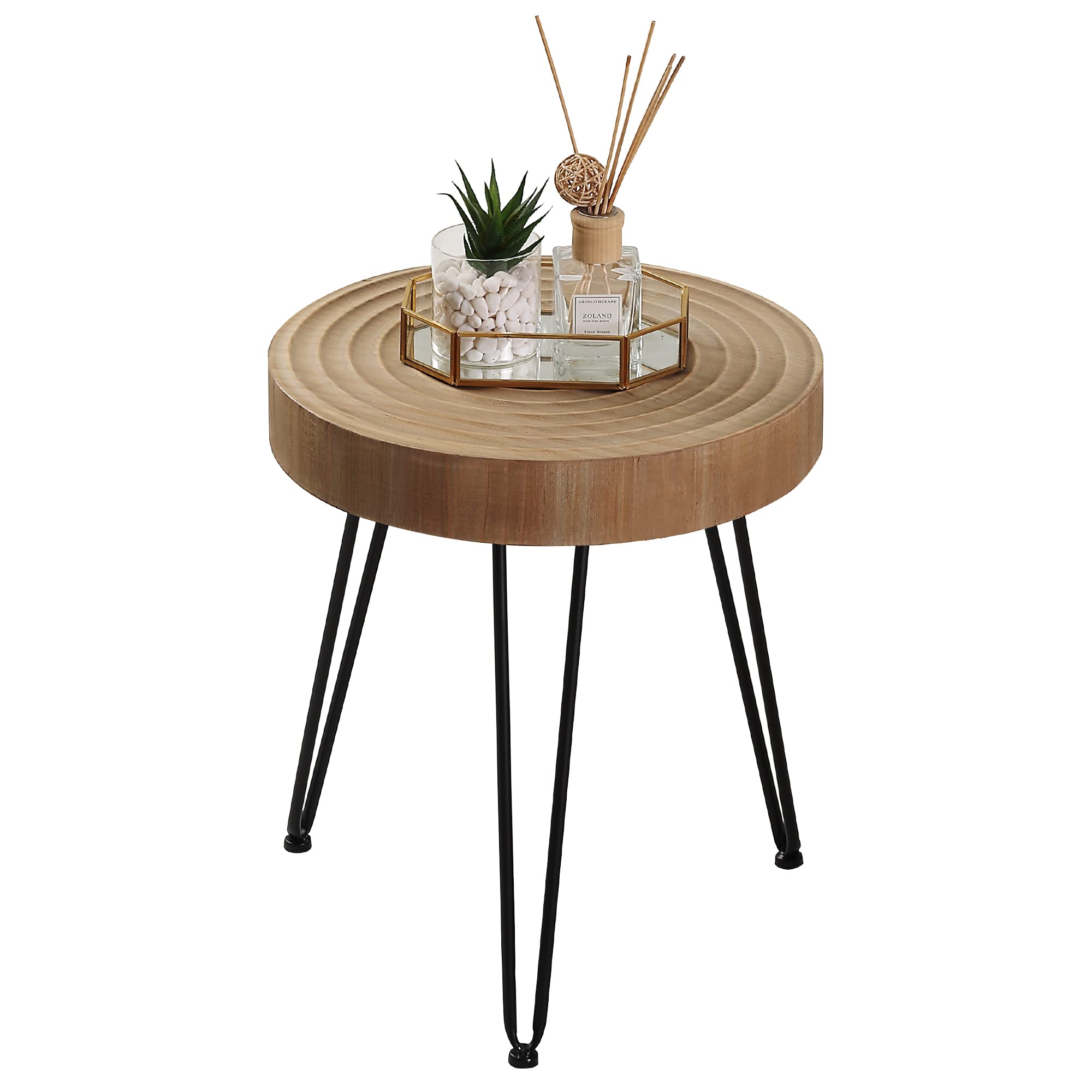 Farmhouse Round Coffee Table Set of 2, Cocktail Table Set, Modern Circle Natural Wood