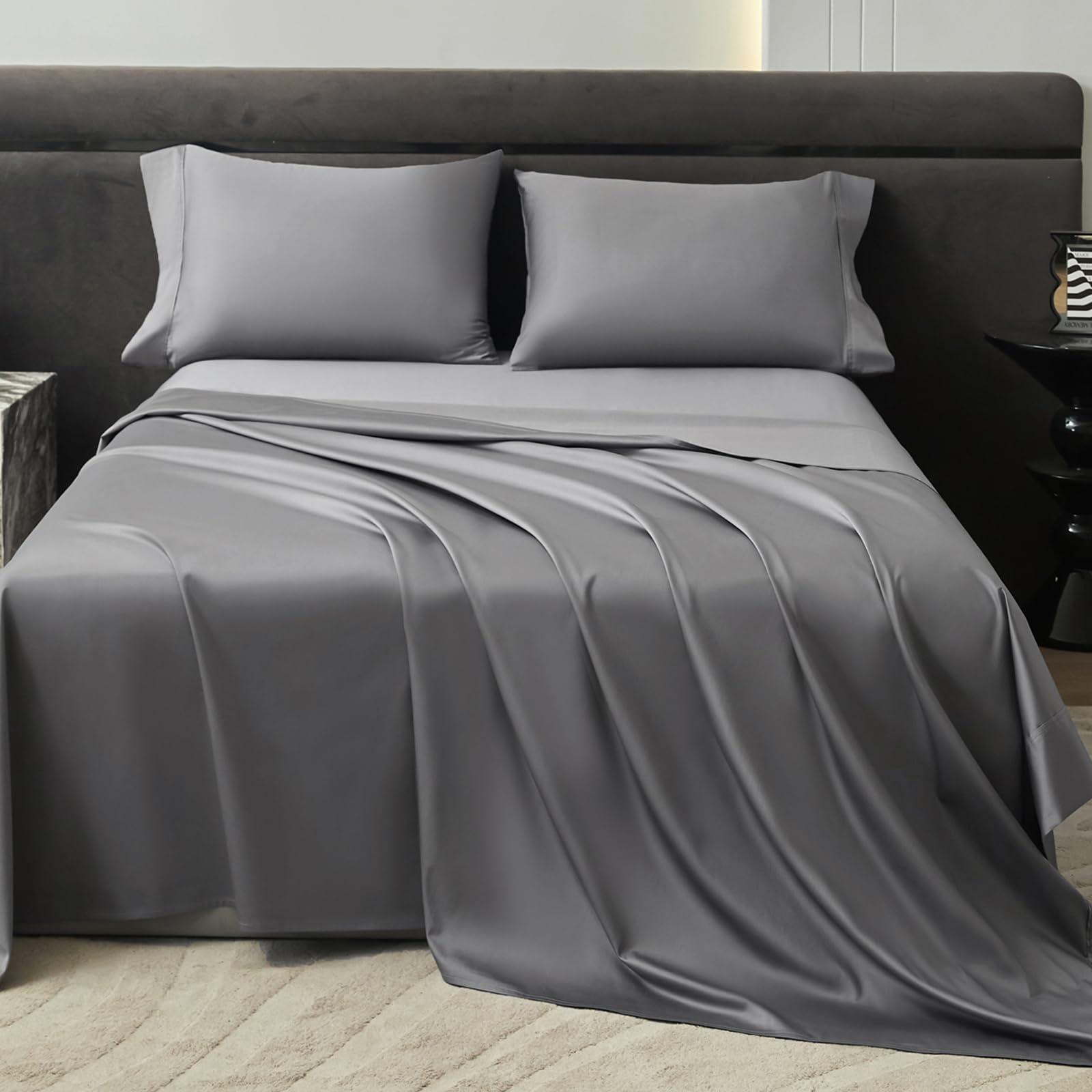 Sheet Set 800 Thread Count Long Staple Cotton Sateen Silky Soft Luxurious Smooth 4