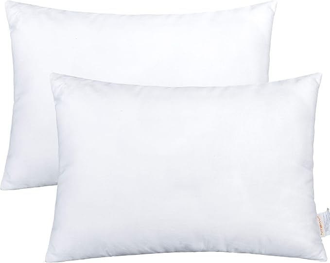 2 Pack Cotton Down Alternative 13x18 Pillows, Machine Washable - Soft and Breathable Travel Small