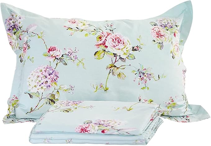 Cotton Bedding Sheet Set, Extra Soft 100% Cotton Sheet Set, Shabby Pink Floral Print Bed