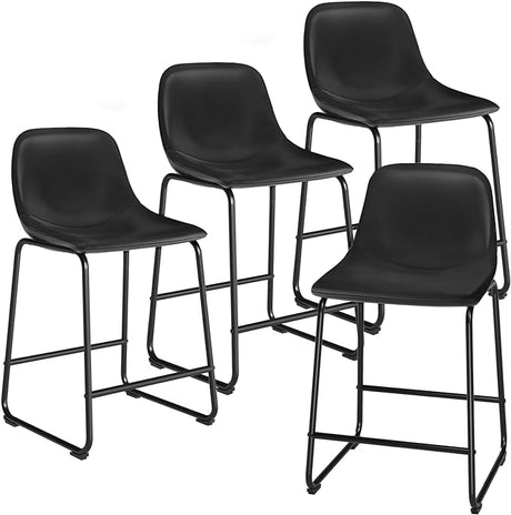 TOPRTV Bar Stools Set of 4, Counter Height Barstools with Soft Back and Metal Legs