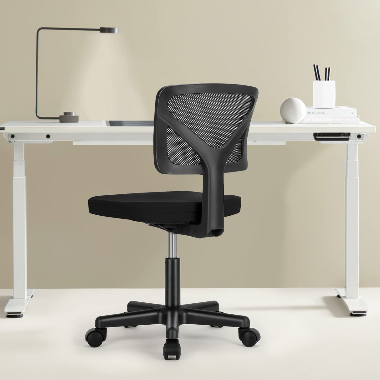 Armless Desk Chairs, Ergonomic Low Back Computer Chair No Arms, Adjustable Rolling Mesh Task Work Swivel Chairs