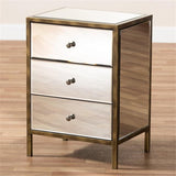 Nouria Modern and Contemporary Hollywood Regency Glamour Style Mirrored 3-Drawer