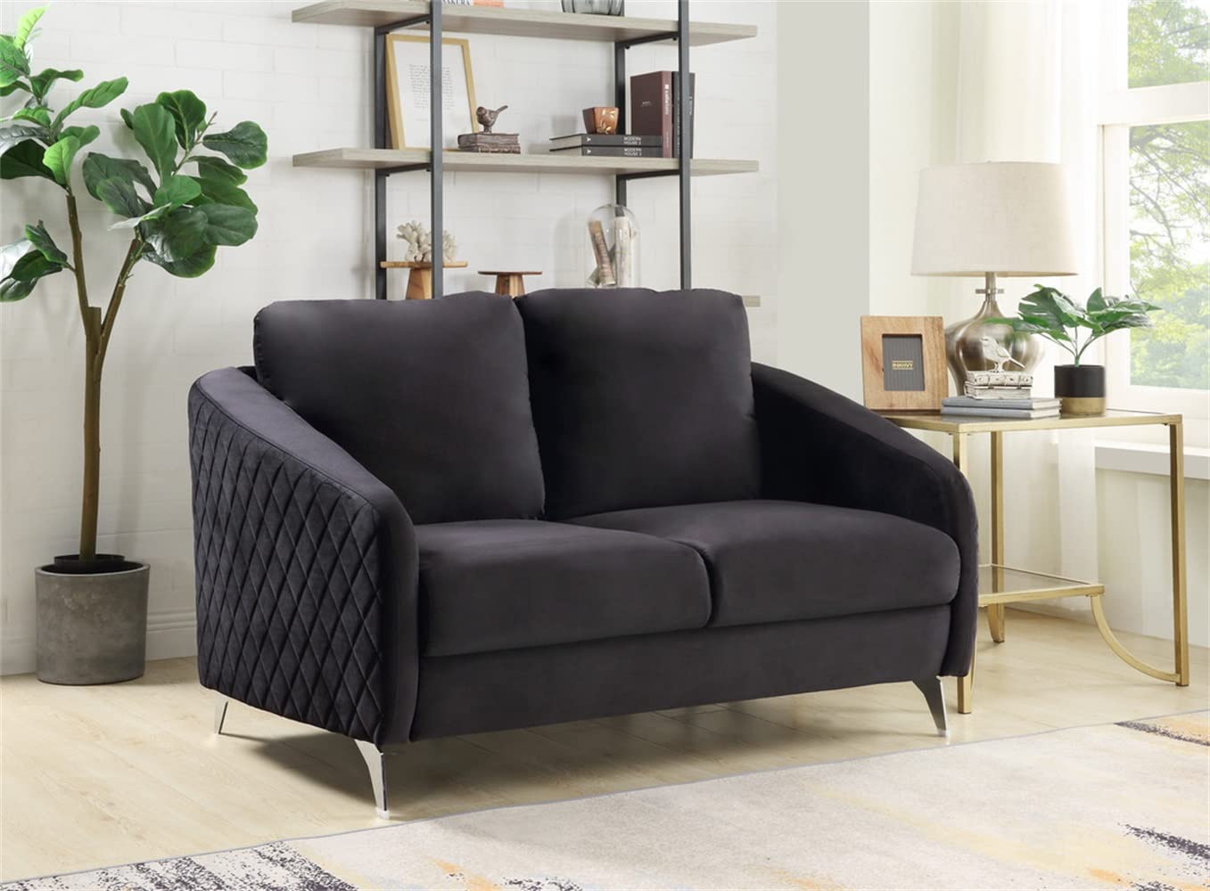 Modern Chic Loveseat, Black