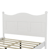 JIJIWANG Queen Size Elegant Design Wood Platform Bed Frame,Retro Style Platform Bed with Wooden Slat Support,for Kids Teens Adults Bedroom White