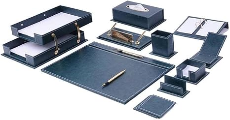 Desk Organizers - Desk Accessories - Leather Desk Organizer - Bonded Leather Desk Set - Home Office Accessories